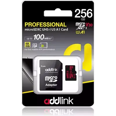 Yaddaş kartı Addlink microSD 256GB, UHS-I V30 U3 A2 (ad256GBMSXU32A)